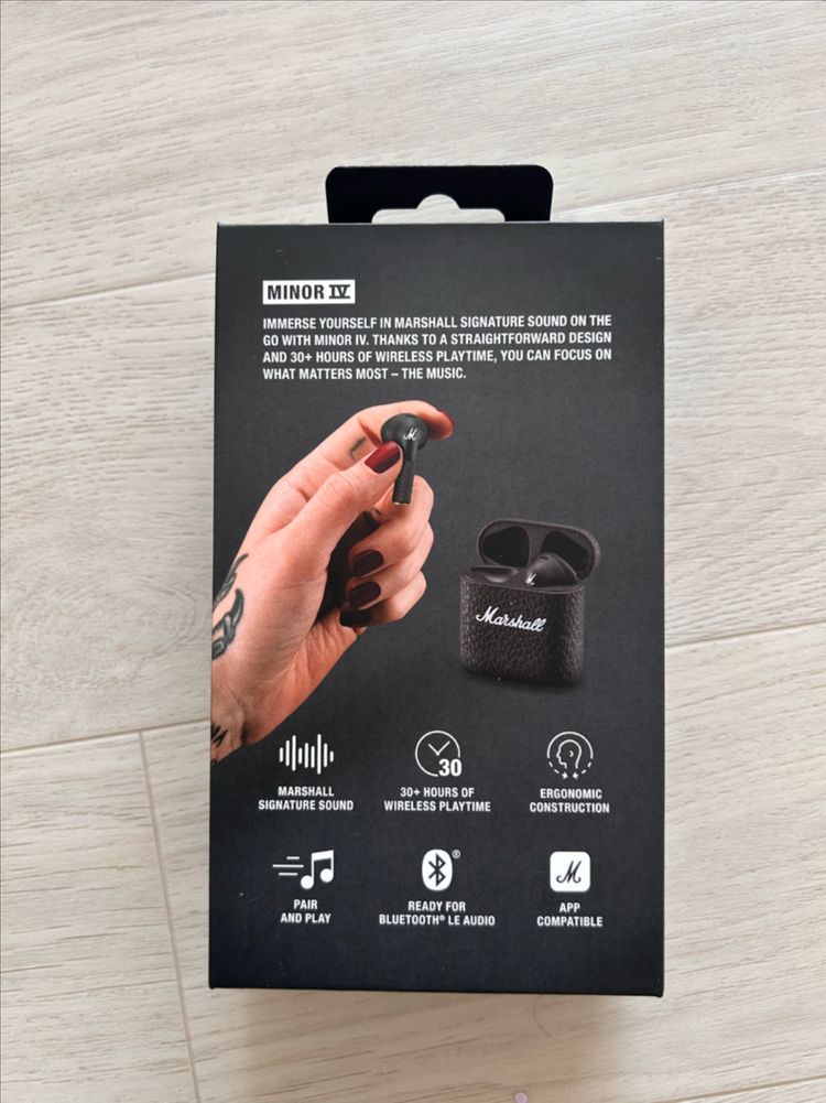 마샬 블루투스 이어폰 마이너4 블랙 미개봉 세제품--1