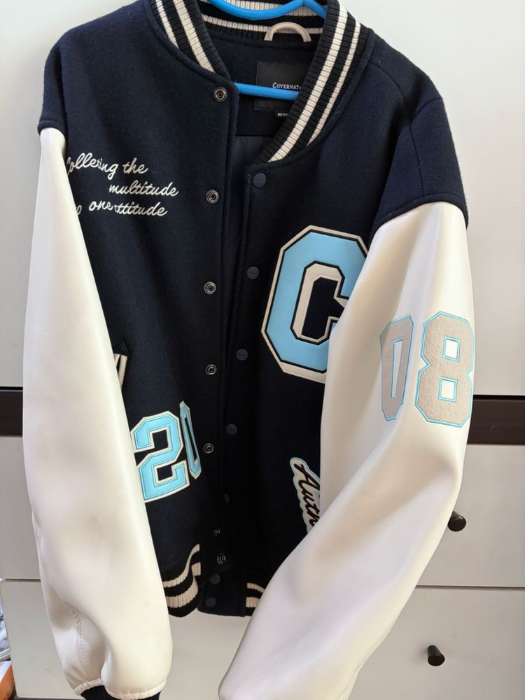 커버낫 네이비 빅 C 로고 바시티 자켓 m사이즈--7