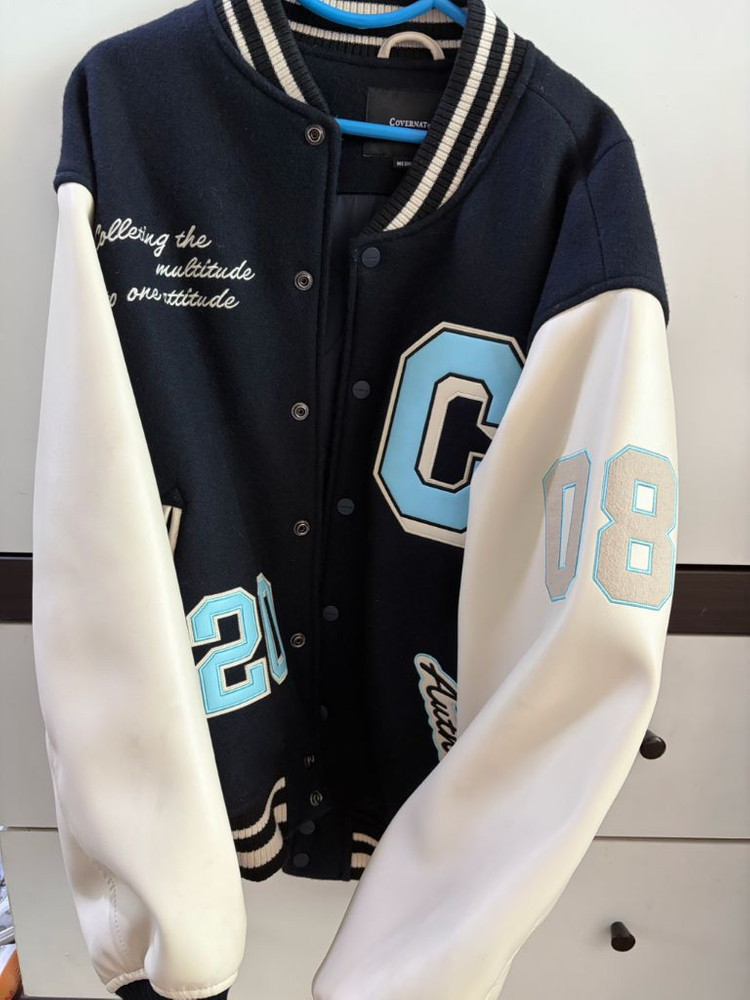 커버낫 네이비 빅 C 로고 바시티 자켓 m사이즈--3