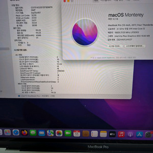 새배터리 맥북 프로 13인치 터치바 (A1706) / i5 / 16G / 256G 판매