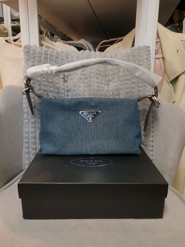 프라다 데님 숄더백 크로스백 이미지
