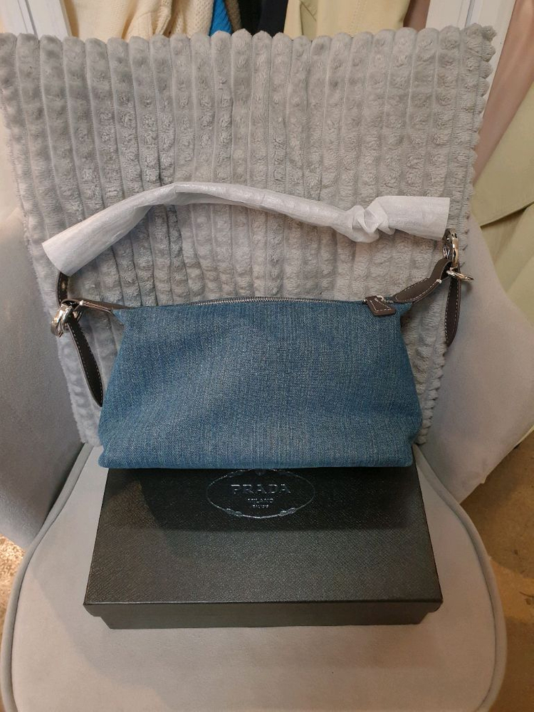 프라다 데님 숄더백 크로스백 이미지