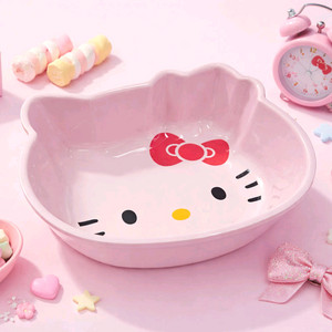 헬로키티 핑크 멜라민 입체 그릇 새제품
