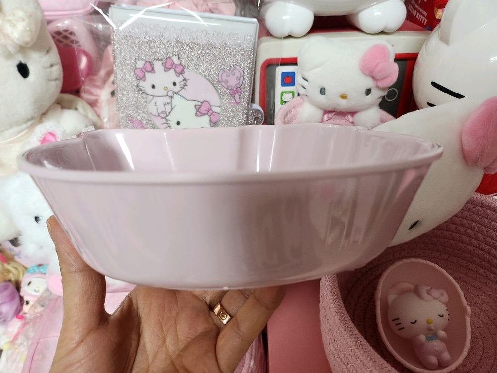 헬로키티 핑크 멜라민 입체 그릇 새제품--3