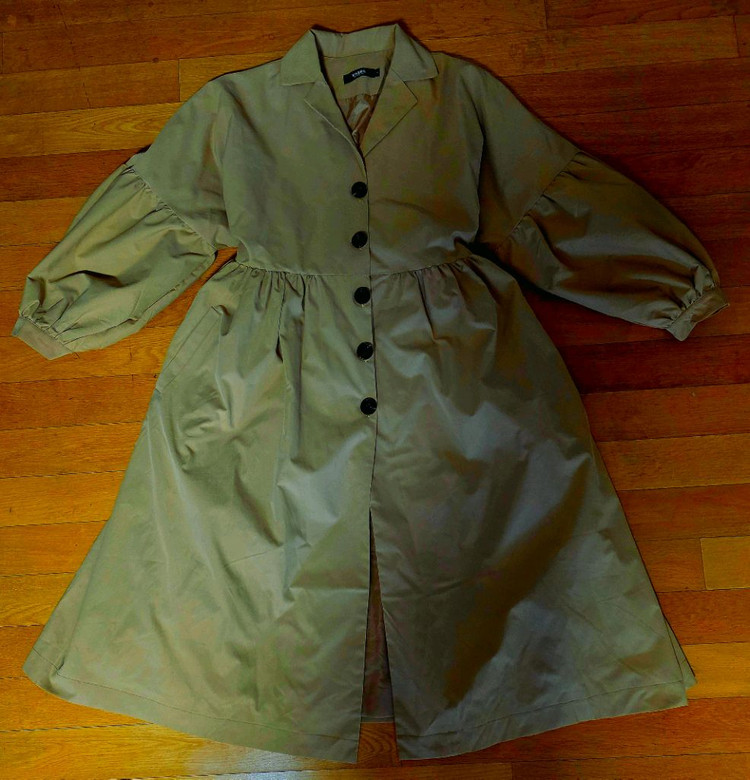 봄 트렌치 원피스 코트 / 카키 퍼프소매 벨트코트 이미지