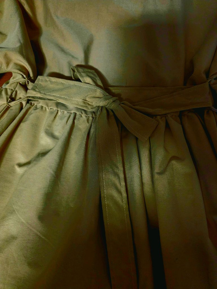 봄 트렌치 원피스 코트 / 카키 퍼프소매 벨트코트 이미지