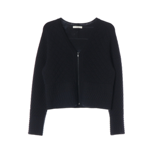 시스템 울95% 블랙 퀼팅 브이넥 집업 니트 가디건 S 이미지