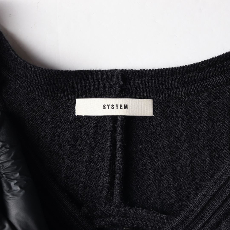 시스템 울95% 블랙 퀼팅 브이넥 집업 니트 가디건 S 이미지