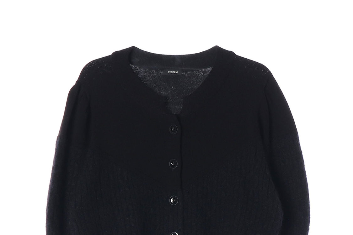 시스템 22FW 모헤어 울 블랙 오버핏 라운드 니트 가디건 S 이미지
