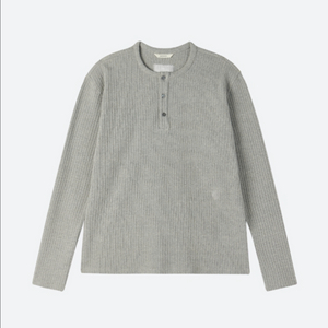 moonsun 문선 유니섹스 헨리넥 리브드 티셔츠