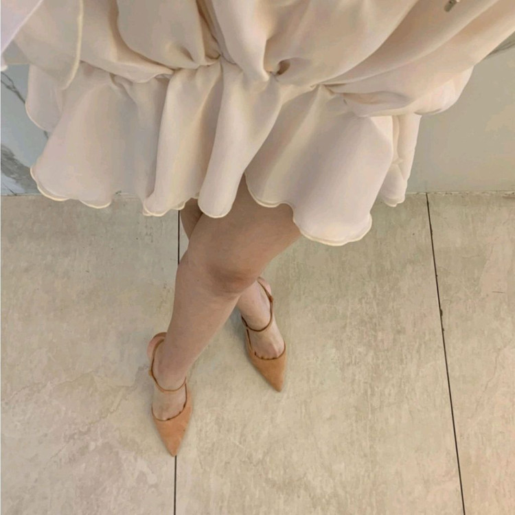 안젤룸 수제화 스웨이드 스틸레토 슬링백 이미지