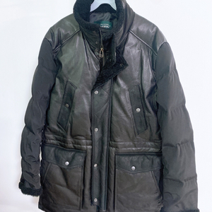 (110)금강모피남자오리털양모피블랙하프패딩