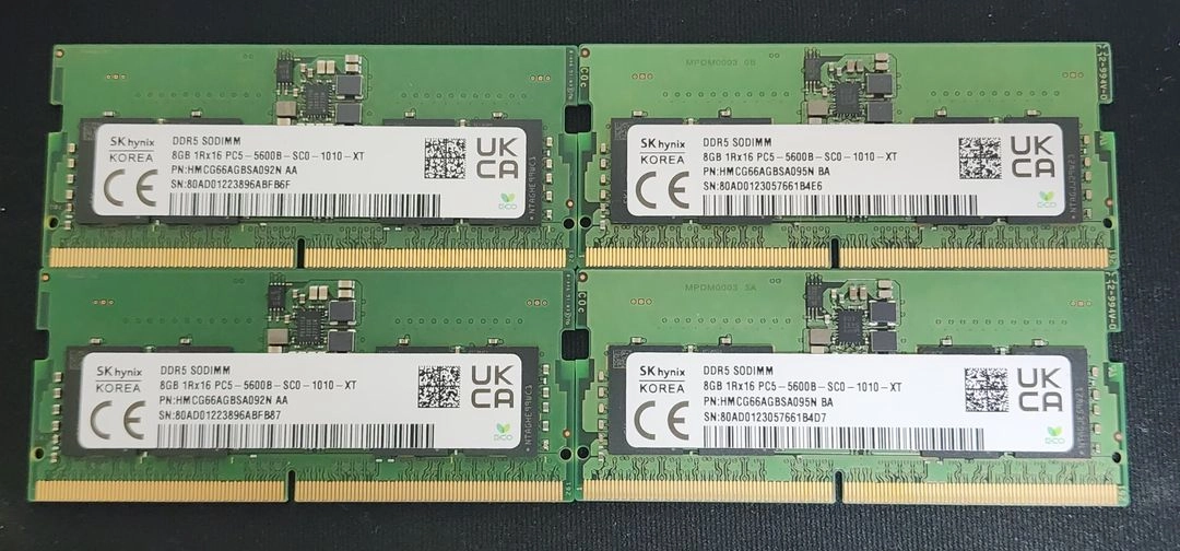 DDR5 8GB 노트북 메모리 4개 세트 이미지