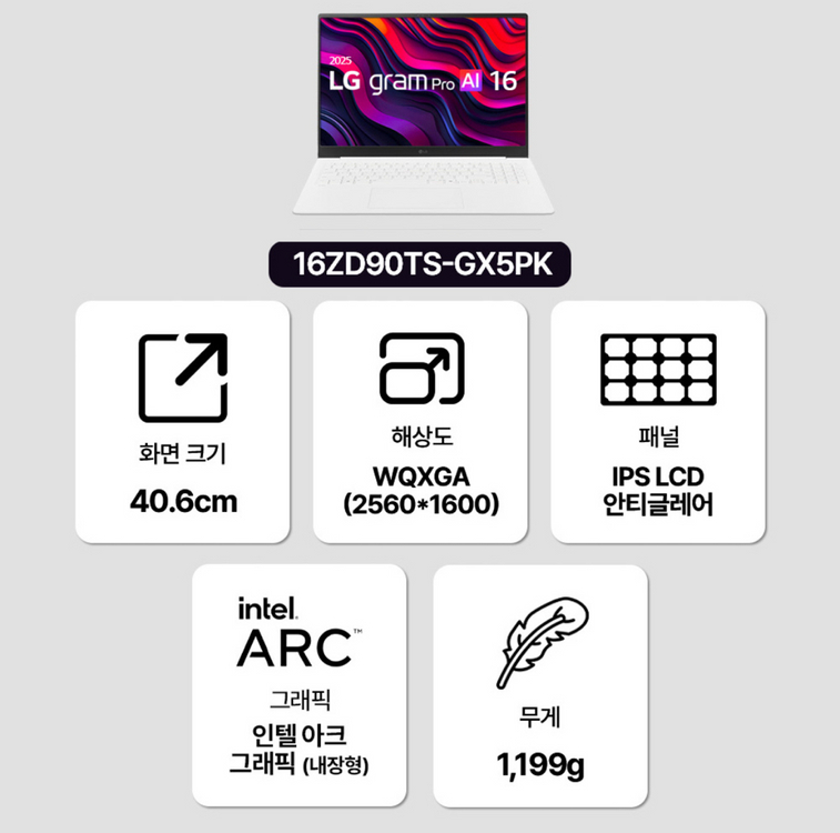 LG 그램 프로 16 (16ZD90TS-GX5PK) / 안심케어 5년 / 한컴오피스 영구 이미지
