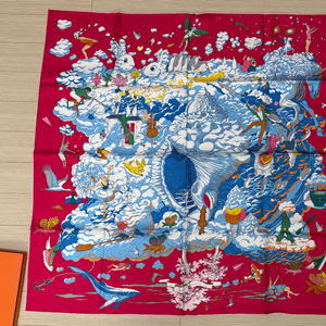 정품 에르메스 구름 까레 핑크