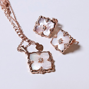 택포,일괄,새상품,선물박스포장]925실버각인 주문제작 최고급 자개 목걸이 귀걸이 세트/스와로브스키 반클리프 루이비통