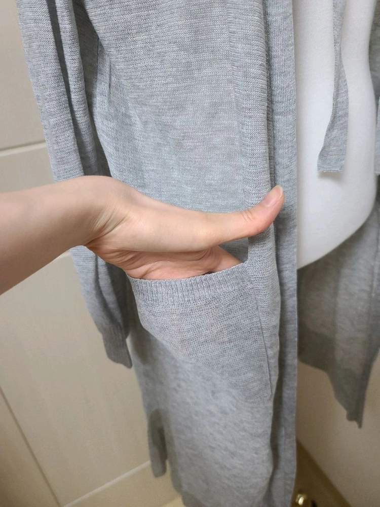 연한 그레이 롱가디건 이미지