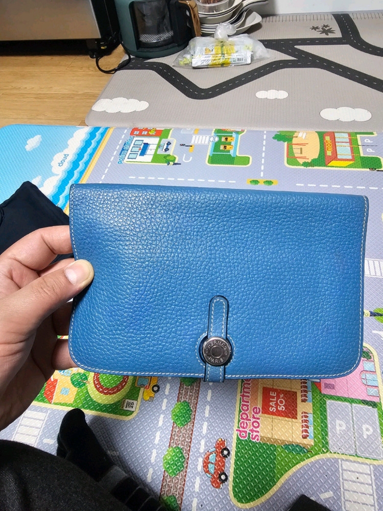 에르메스 도곤 블루지갑 여성용--2