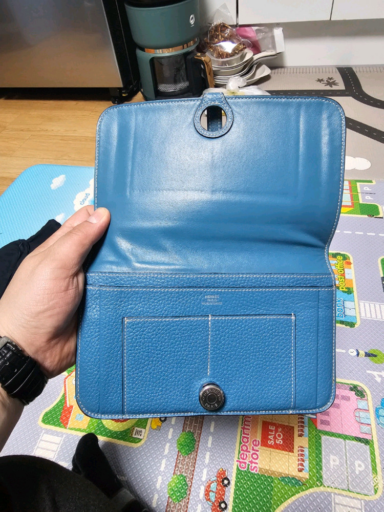 에르메스 도곤 블루지갑 여성용--4