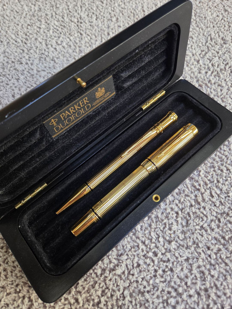 파카 듀오폴드 프레지덴셜 18k 솔리드골드 샘플 만년필 볼펜--1