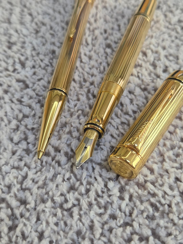 파카 듀오폴드 프레지덴셜 18k 솔리드골드 샘플 만년필 볼펜--4