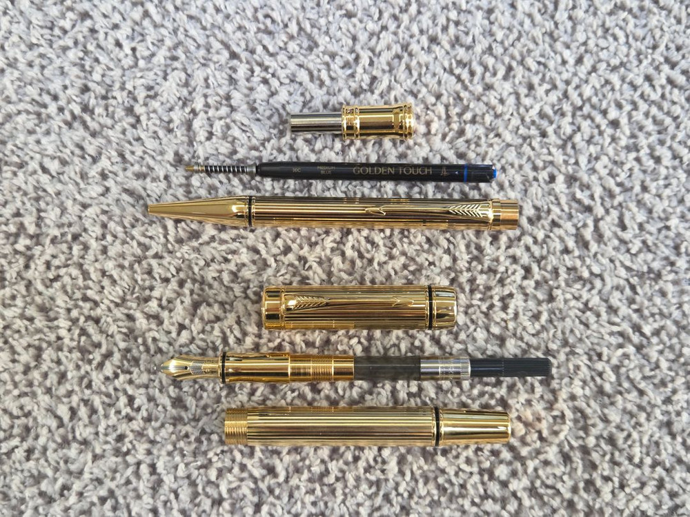 파카 듀오폴드 프레지덴셜 18k 솔리드골드 샘플 만년필 볼펜--5