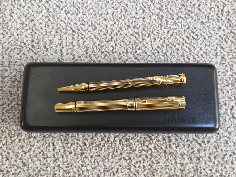 파카 듀오폴드 프레지덴셜 18k 솔리드골드 샘플 만년필 볼펜--6