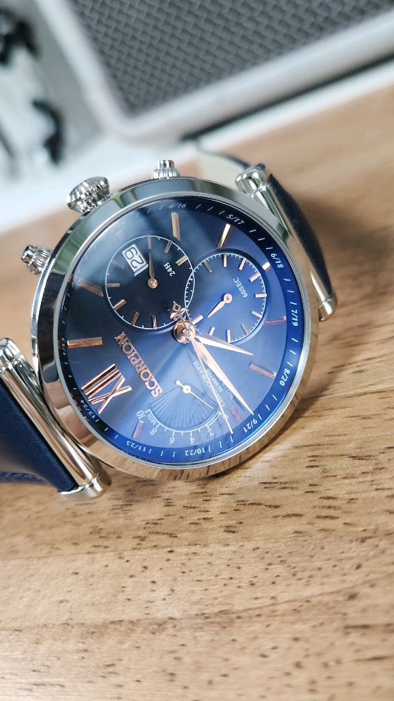 # 스콜피온 크로노그래프 남성명품시계 D버클 가죽시계 급처--8