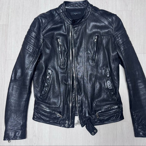 이태리 멀티지퍼 리얼레더 양가죽 램스킨 라이더 싱글 가죽자켓(XL)