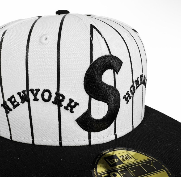 [57.7cm] 슈프림 x 홈런 S로고 뉴에라 스트라이프 스냅백 모자 이미지