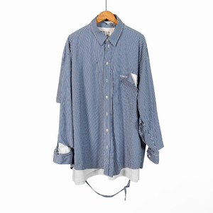 [36] 발렌시아가 21fw 스트라이프 컷아웃 디스트로이드 셔츠 블루