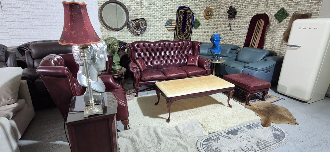 수입 체스터필드 이태리 전체 천연가죽 3+1인 소파+오토만 이미지