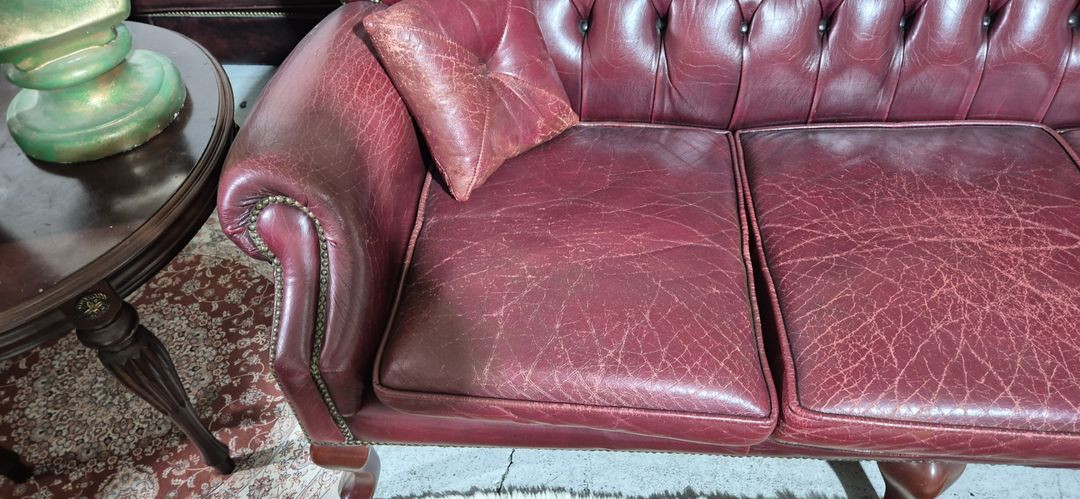 수입 체스터필드 이태리 전체 천연가죽 3+1인 소파+오토만 이미지