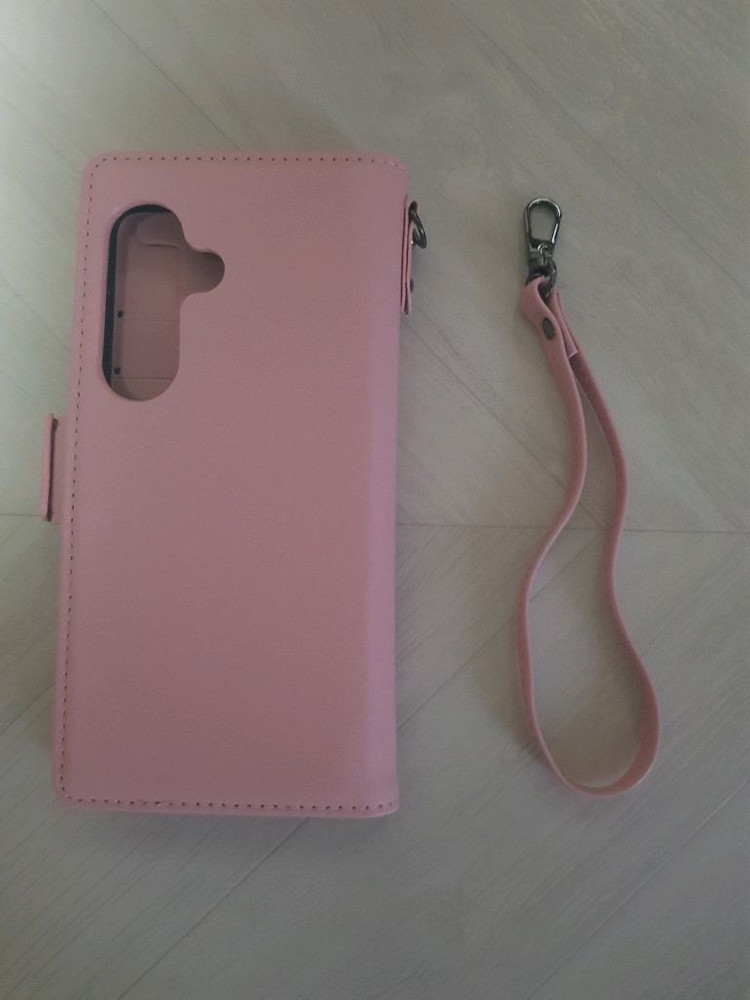 갤럭시 S26 카드수납 지갑 케이스 분실방지 가죽 다이어리 휴대폰 커버 핑크 이미지