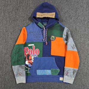 신형 QR 폴로 컨트리 패치워크 그래픽 후드 스웻셔츠