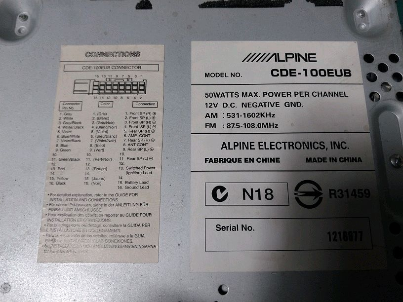 알파인 USB AUX 1단 사제 오디오 데크 / CDE-100EUB / CD고장--2