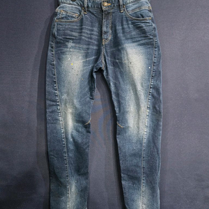 에비수 블루 남성 슬림핏 허리 32 스판 데님팬츠