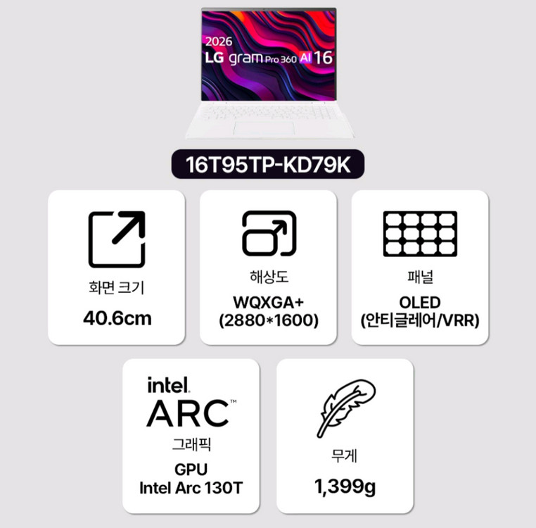 엘지 그램프로360 2026 램32GB SSD512 이미지