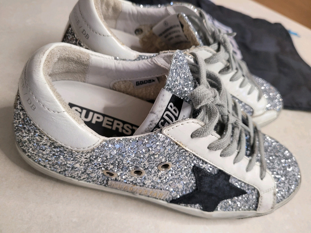 골든구스 슈퍼스타 실버 글리터 스니커즈 37(240)--4