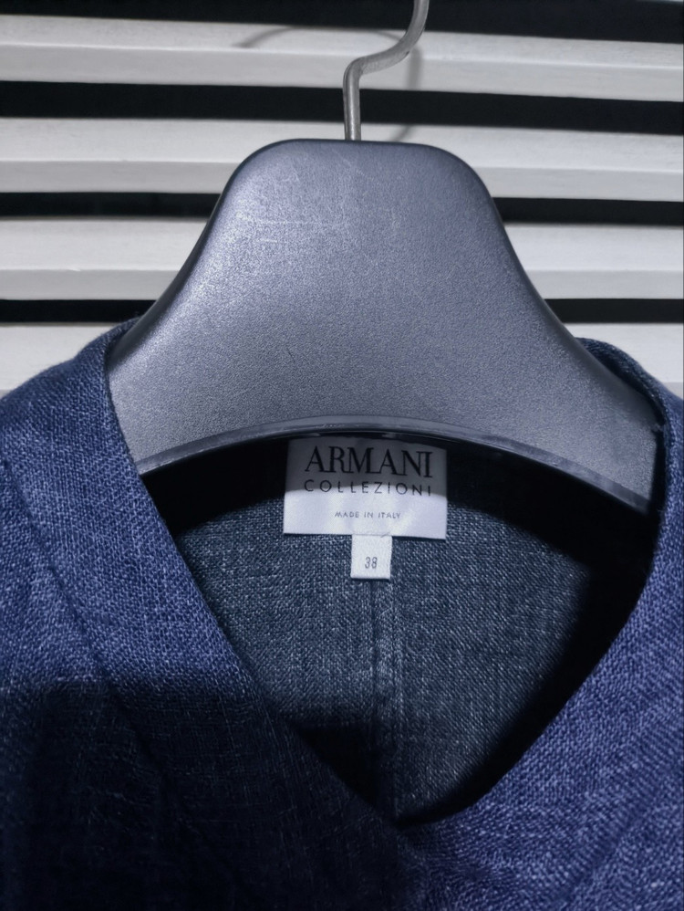 38 알마니 데님 노카라 자켓--1