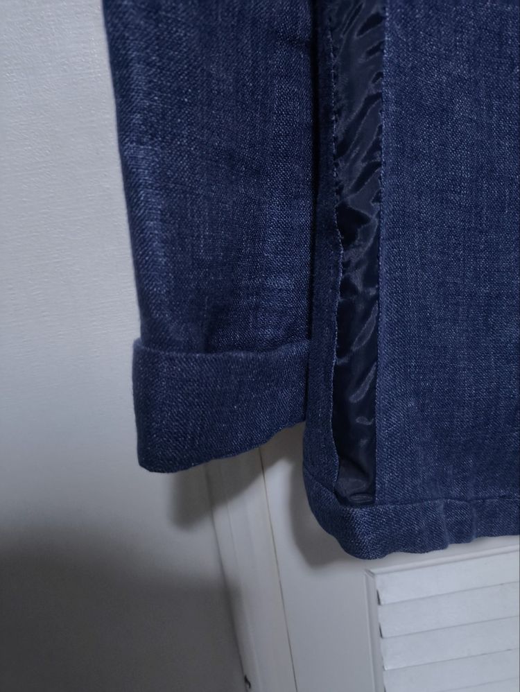 38 알마니 데님 노카라 자켓--2
