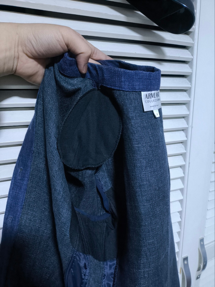 38 알마니 데님 노카라 자켓--7