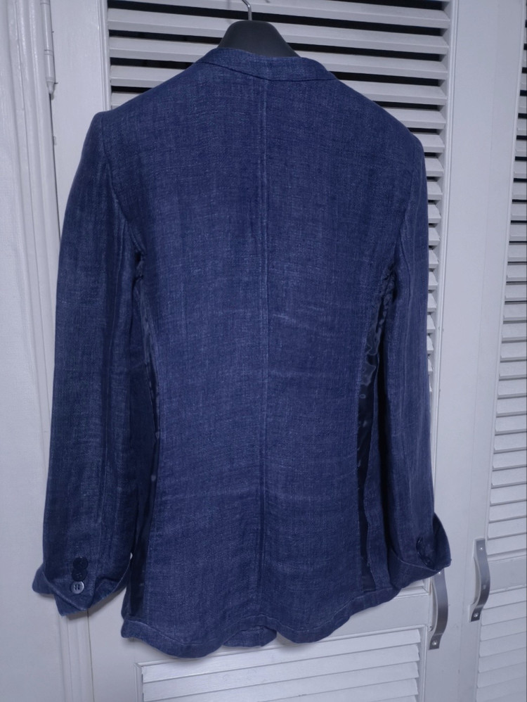 38 알마니 데님 노카라 자켓--6