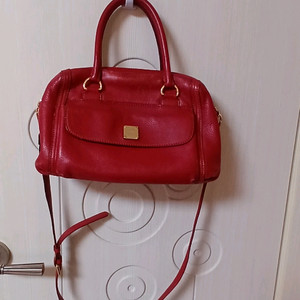 MCM 레드 가죽 토트백