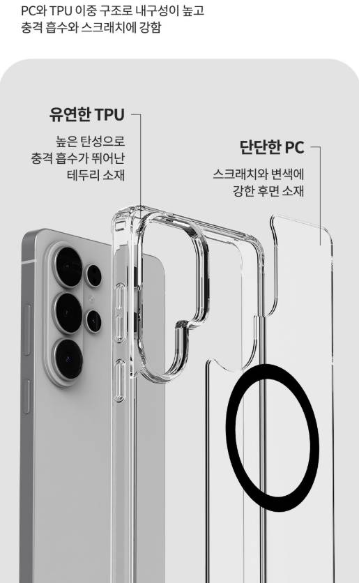 갤럭시 S26 투명 케이스 2배자력 변색방지 안전 범퍼 휴대폰 커버 스마트폰 에어스타 이미지