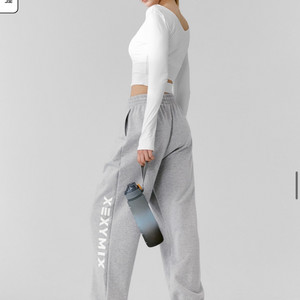 젝시믹스 레터링 루즈핏 조거팬츠 L 멜란지(새상품)