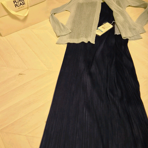 플리츠플리즈 코멧원피스 타타미가디건 세트