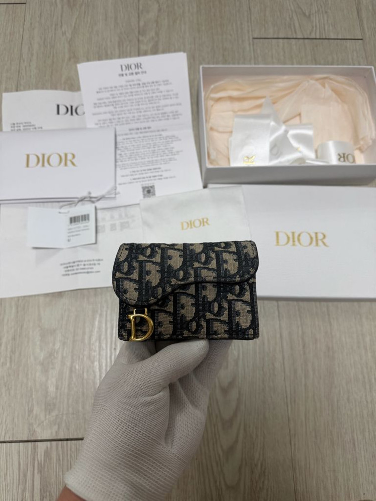 정품,인보이스풀박스 디올 오블리크 새들 카드지갑,카드홀더--1