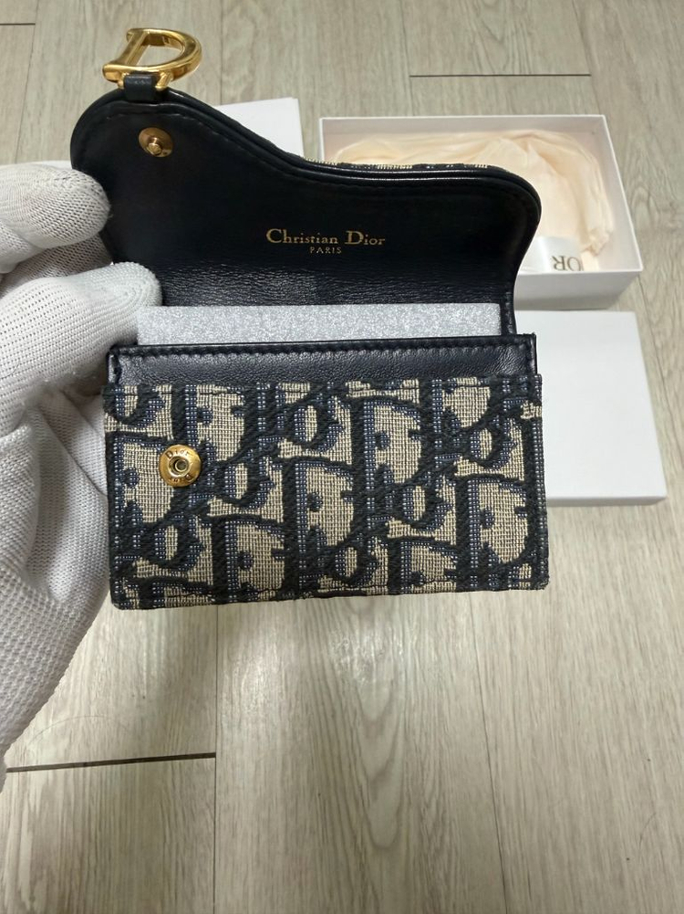 정품,인보이스풀박스 디올 오블리크 새들 카드지갑,카드홀더--3