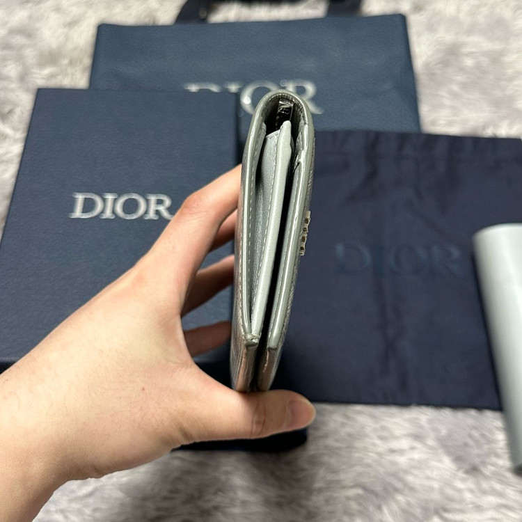 [풀구성] 디올 CD 다미아몬드 장지갑 그레이--4